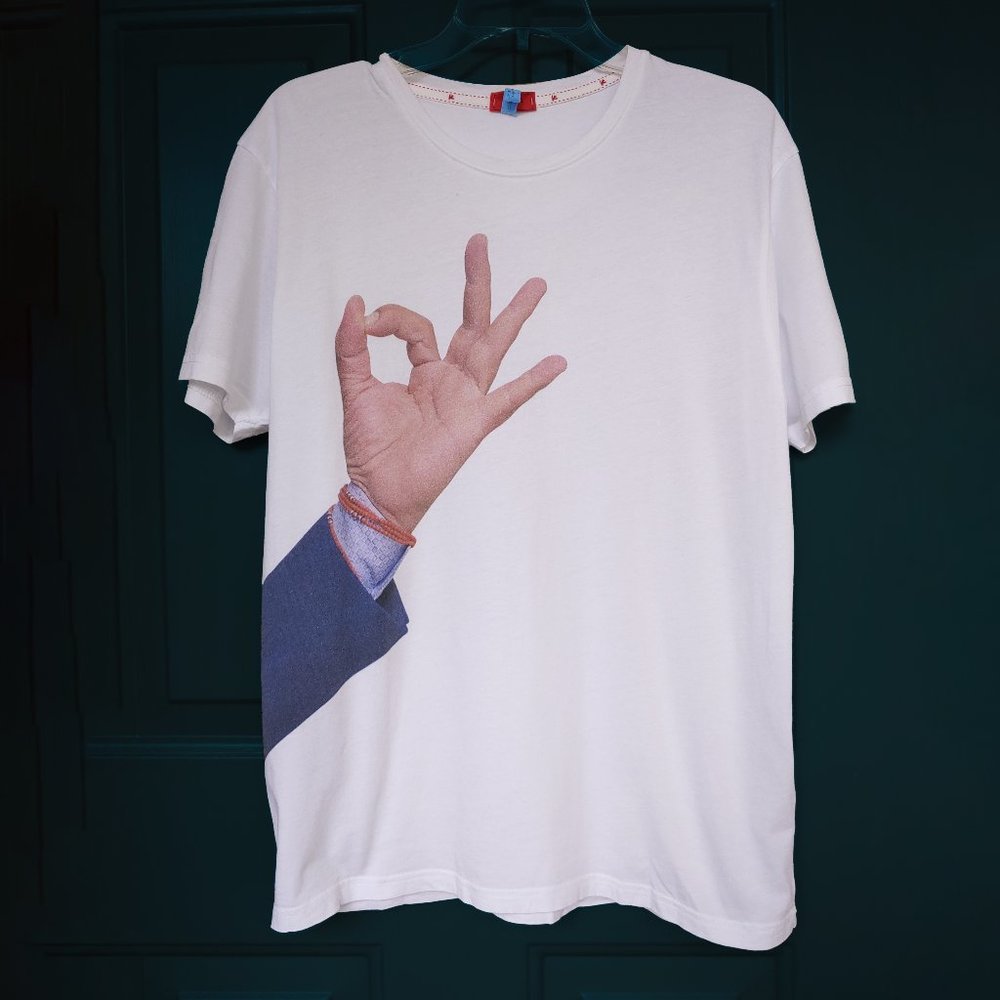 Isaia White Gesti Hand Gesture Ok T Shirt